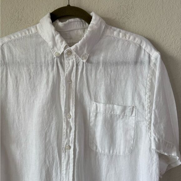 Porter & Ash 100% Linen White Short Sleeve Shirt Men’s  XL Preppy Beach Coastal - Picture 3 of 6